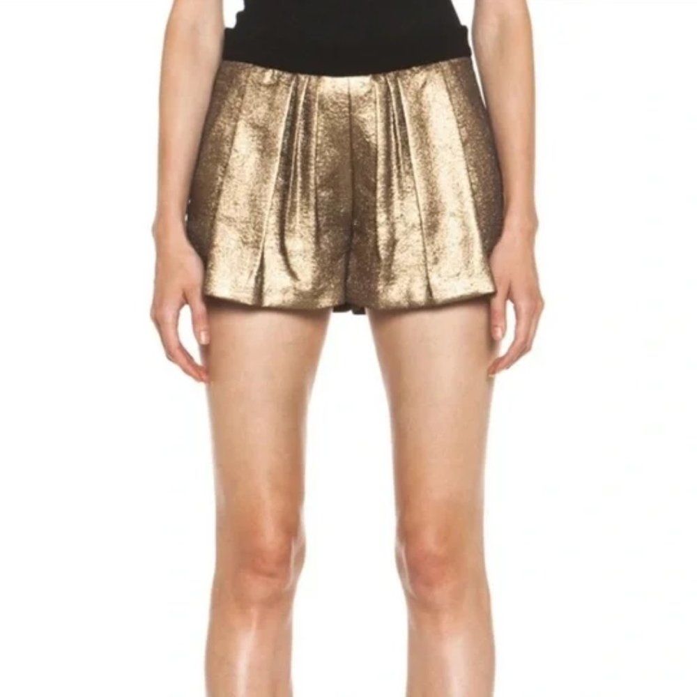 A.L.C. Metallic Gold Bronze Pleated Dress Shorts Size 2